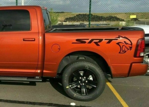 SRT Hellcat Decals Rear Bed Fit Dodge Trucks - HEMI, RAM and 5.7 Liter 2PC Set