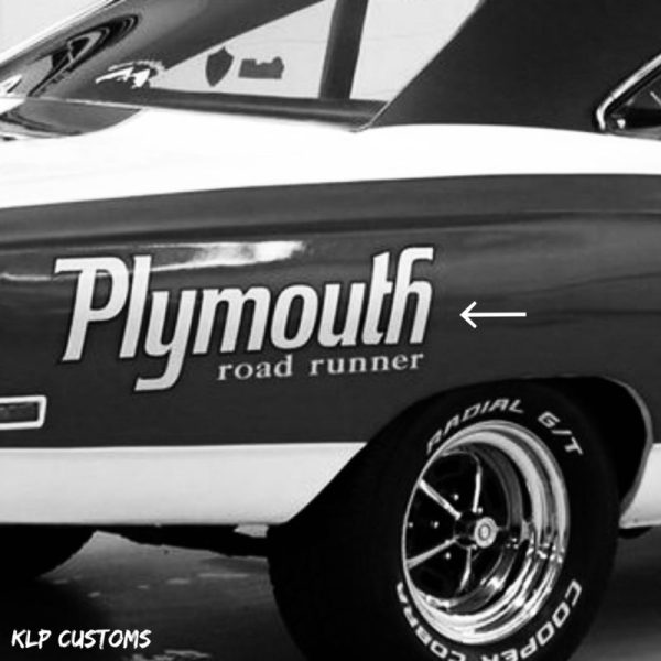 OEM Plymouth Roadrunner Quarter Panel Decals “Bold Solid” New 2PC Set Vintage Mopar Universal