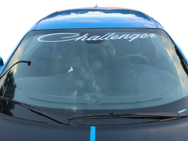 OEM Dodge “Challenger” Script Windshield Decal Banner New (1PC) Universal Fits Hellcat 392 Demon Scat Pack R/T