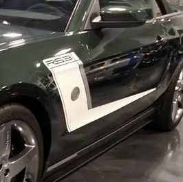 OEM ROUSH RS3 SIDE DOOR GRAPHIC DECALS NEW 2PC SET FITS MUSTANG ORACLE (SILVER/WHITE)