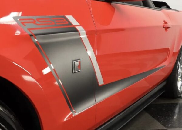 OEM ROUSH RS3 SIDE DOOR GRAPHIC DECALS NEW 2PC SET FITS MUSTANG ORACLE (SILVER METALLIC/MATTE BLACK)