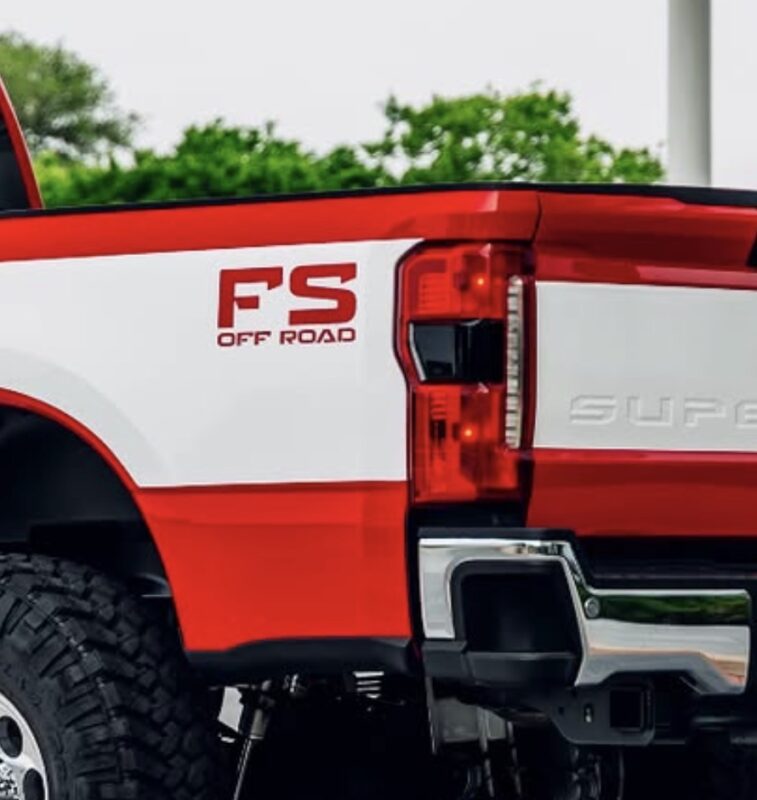 OEM FORD SUPER DUTY “FS OFF-ROAD” BEDSIDE DECALS NEW 2PC SET UNIVERSAL ORACLE VINYL