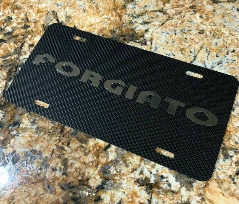 Forgiato Custom License Plate Carbon Fiber Chrome Logo Fits Chevy Dodge Audi BMW - Image 2