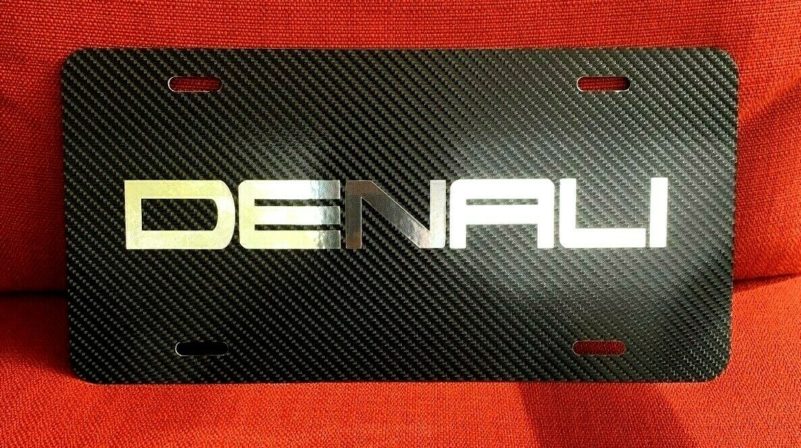 GMC Denali License Plate Carbon Fiber Chrome Logo New xl - Image 2
