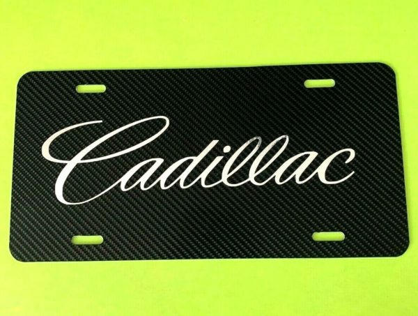 Cadillac License Plate Carbon Fiber Chrome Logo New Escalade SRX CTS ATS DTS STS