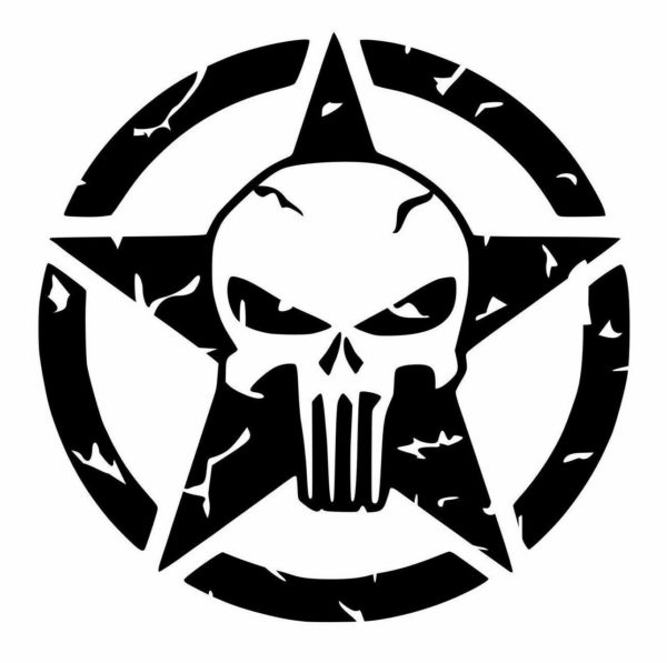 Star Skull Decal Sticker Fits Jeep Mopar Chevrolet Dodge New 2PC Set Punisher //