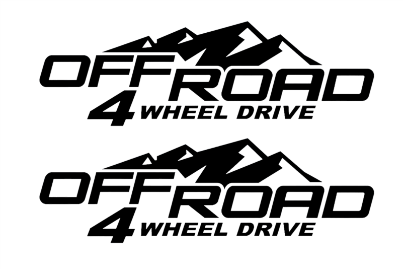 Mountain Off-Road 4WD Decal 2PC Set New Fits Jeeps Trucks Cars Universal 13"