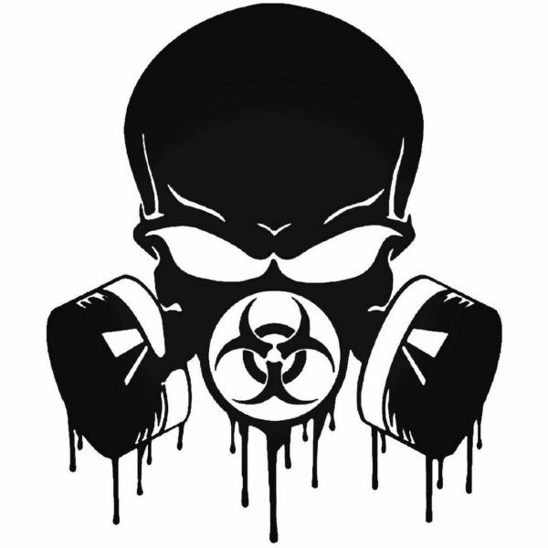 Skull Biohazard Gas Mask Decal 2PC Set New Fits Jeeps Trucks Cars Universal 10"