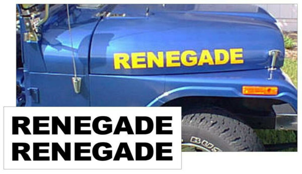 Renegade Fender Decal 2PC Set New Fits Trucks Cars Universal Off-Road