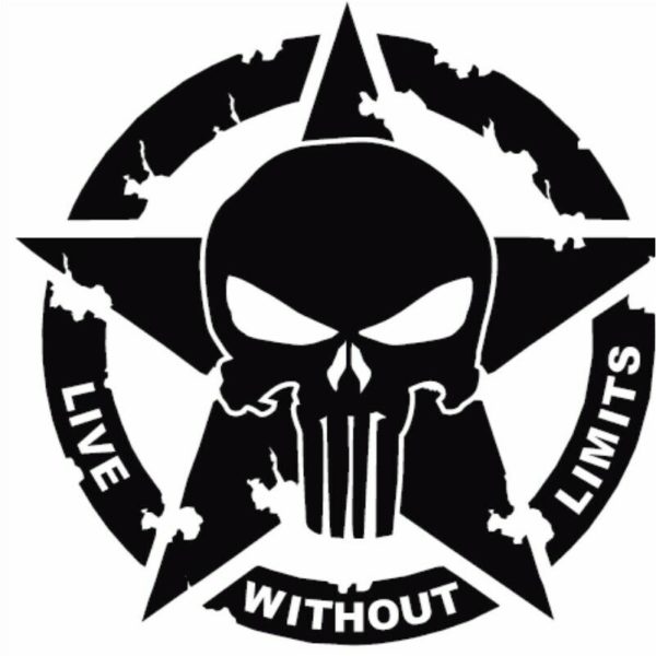 Punisher LWL Star Decal 2PC Set New Fits Jeeps Trucks Cars Universal 10"