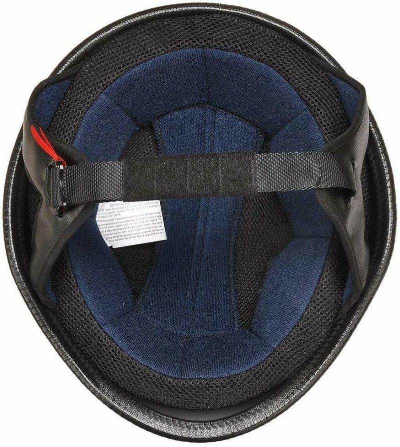 Triumph German Motorcycle Half Helmet Matte Blk DOT Cruiser Chopper Biker Logo - Image 2
