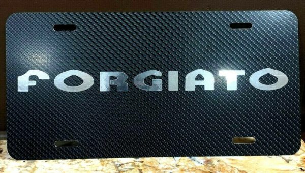 Forgiato Custom License Plate Carbon Fiber Chrome Logo Fits Chevy Dodge Audi BMW