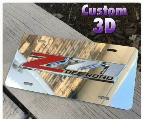 Z71 4x4 Off Road 3D License Plate New Mirror Chrome Aluminum 4x4 Tahoe Silverado