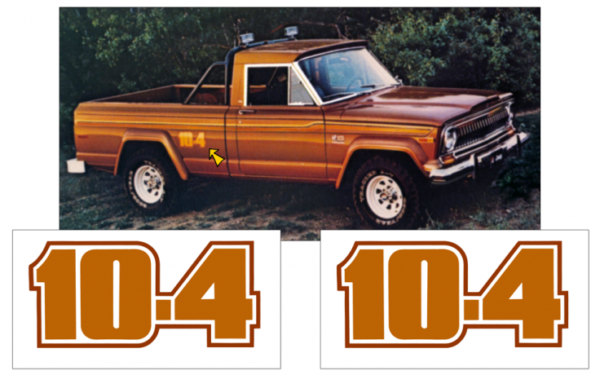 *1978 Jeep - J10 J-Truck Side Bed "10- 4" Decal Set Part # QJ-MJ-78-J134 (Solid Colors Only!)