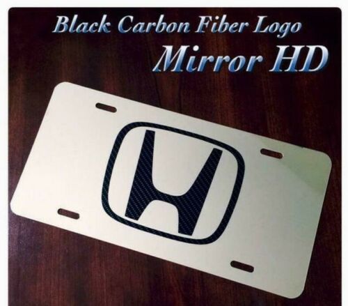 thumbnail image 2 of IPick Image Honda Civic Carbon Fiber Look Metal License Plate - Red Logo Graphic 2 of 6