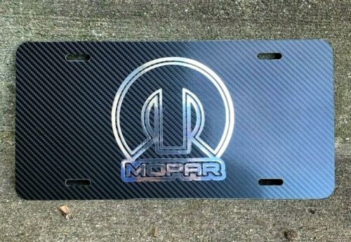 Mopar License Plate Carbon Fiber Chrome Logo New Universal Vanity SRT8
