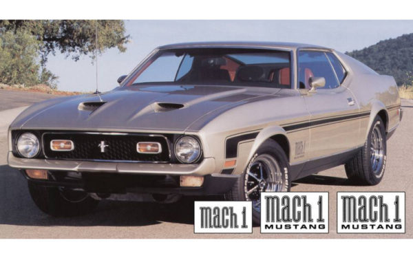 1971-72 Ford Mustang Mach 1 Decal Kit 3PC Set Fenders / Trunk Outline OEM