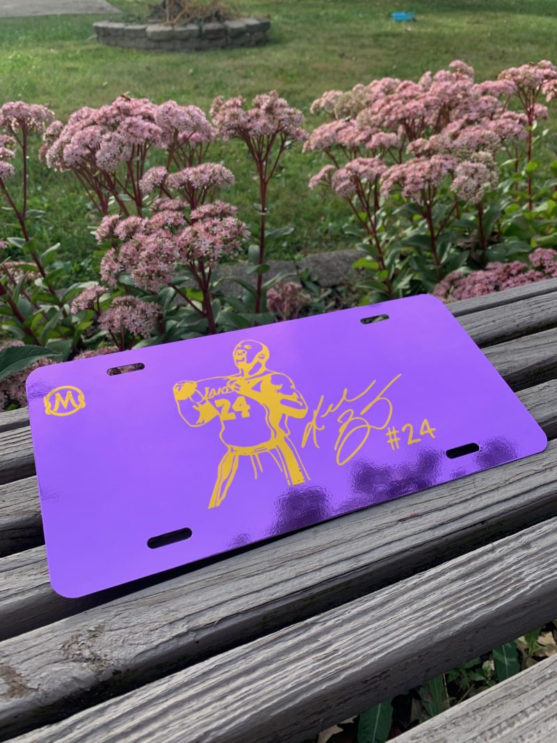 Limited Edition Kobe Bryant Custom Logo License Plate New Black Mamba Edition Purple & Gold LA Lakers Signature - Image 5