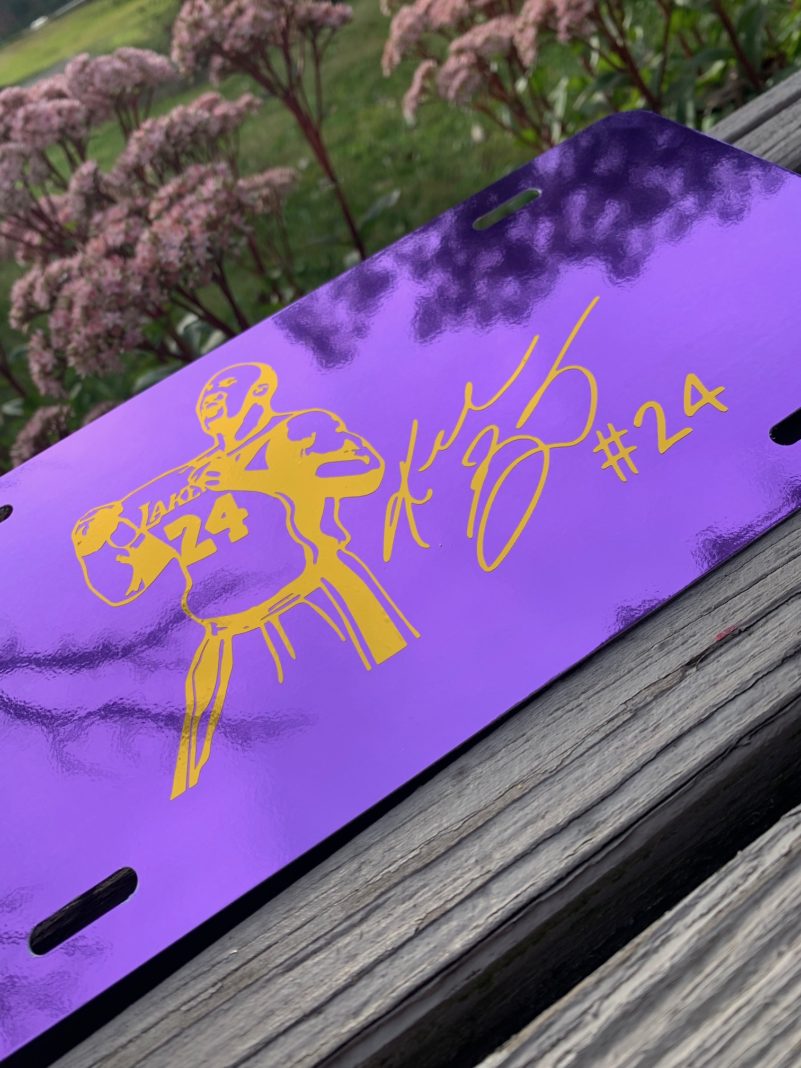 Limited Edition Kobe Bryant Custom Logo License Plate New Black Mamba Edition Purple & Gold LA Lakers Signature - Image 7