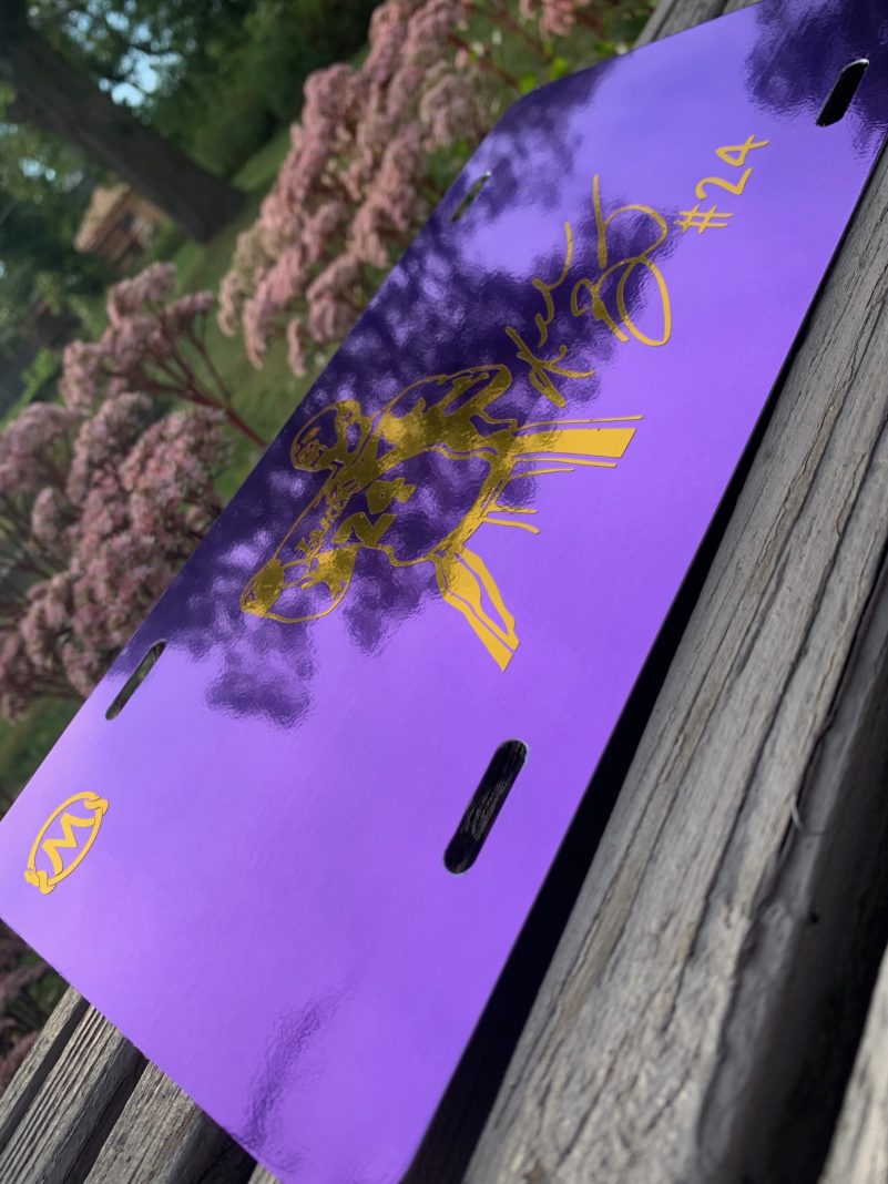 Limited Edition Kobe Bryant Custom Logo License Plate New Black Mamba Edition Purple & Gold LA Lakers Signature - Image 9