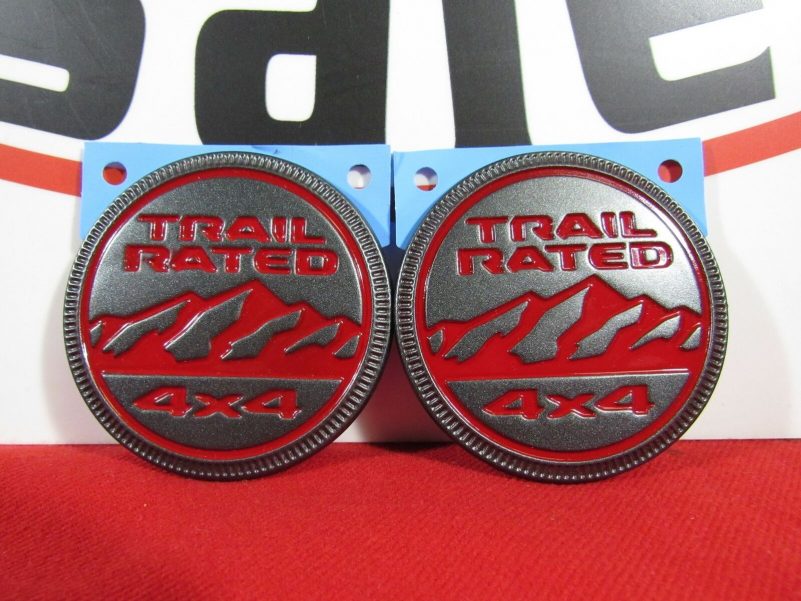 JEEP WRANGLER JL RUBICON Set Of 2 Red Trail Rated Fender Badges NEW OEM MOPAR