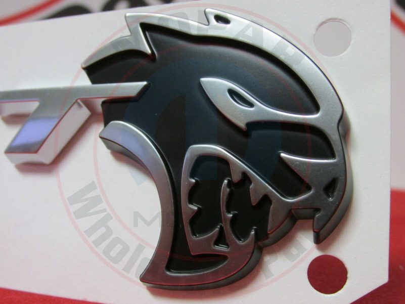 DODGE CHALLENGER HELLCAT Black & Silver SRT Decklid Nameplate Emblem OEM MOPAR