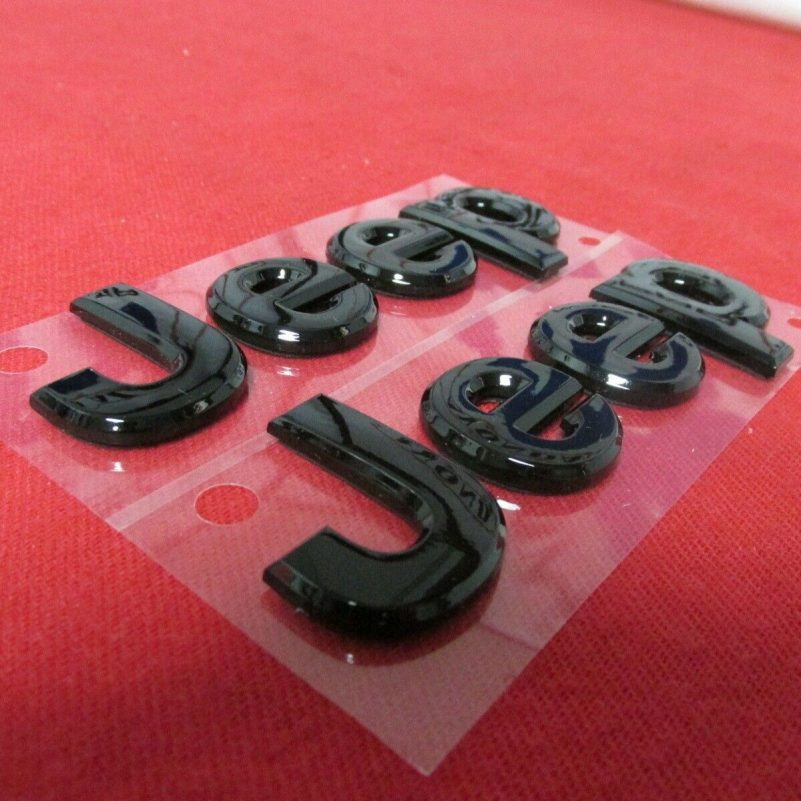 Jeep Wrangler Glossy Black Jeep emblem nameplate 2 NEW OEM MOPAR - Image 2