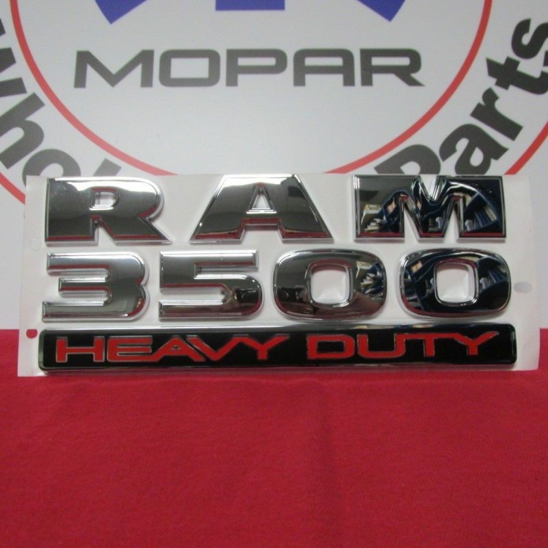 DODGE RAM Chrome Red Black "RAM 3500 Heavy Duty" Emblem NEW OEM MOPAR