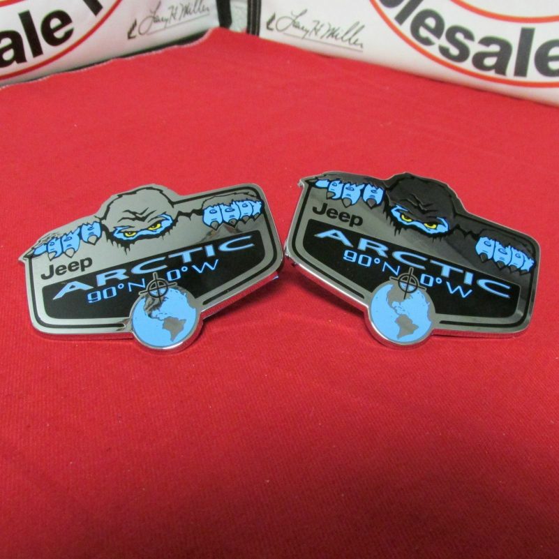 Jeep Wrangler & Liberty TWO 2 Arctic blue nameplate emblem badge NEW OEM MOPAR
