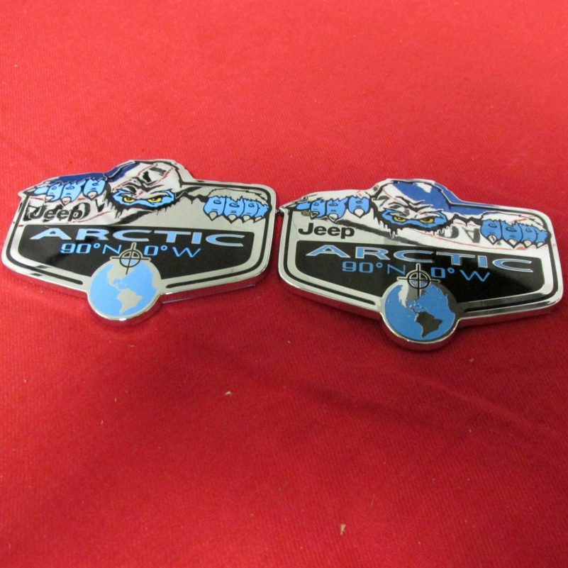 Jeep Wrangler & Liberty TWO 2 Arctic blue nameplate emblem badge NEW OEM MOPAR - Image 2