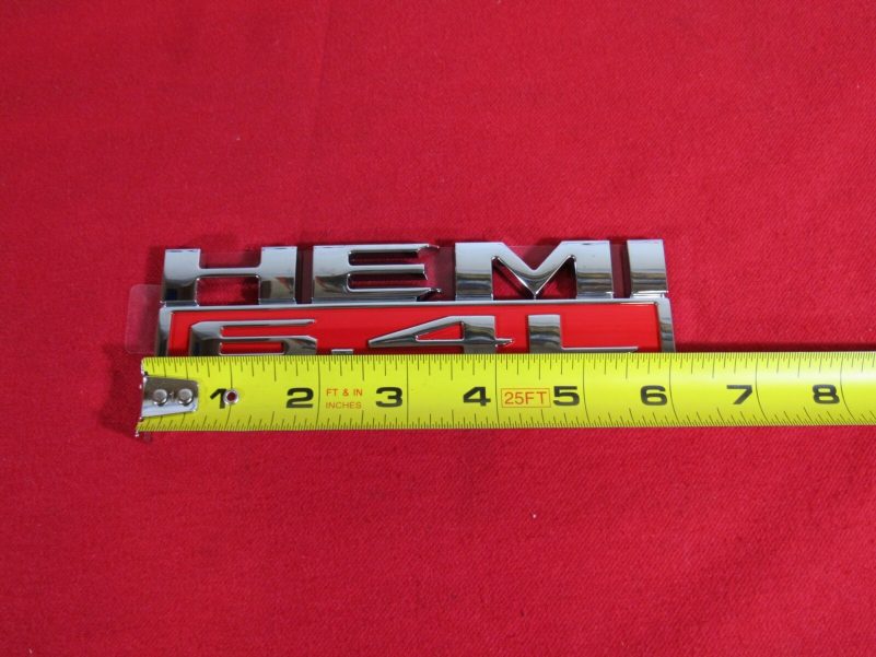 DODGE RAM 2500-5500 Chrome & Red Front Fender L&R HEMI 6.4L Badge NEW OEM MOPAR - Image 3