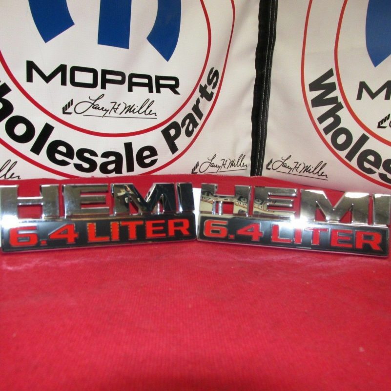 DODGE RAM HEMI 6.4 Liter badges emblems Nameplates SET OF 2 NEW OEM MOPAR - Image 3