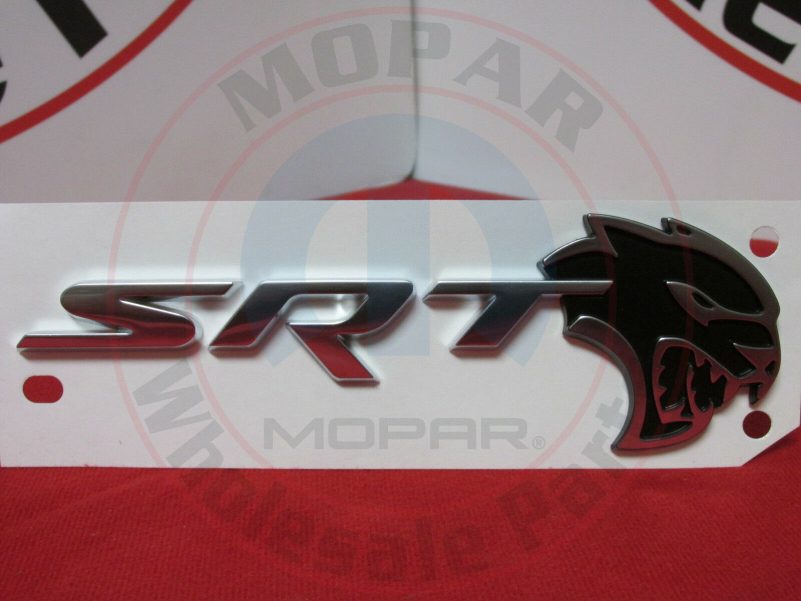 DODGE CHALLENGER HELLCAT Black & Silver SRT Decklid Nameplate Emblem OEM MOPAR - Image 3