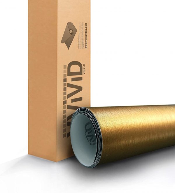 VViViD Gold Brushed Metallic Steel Vinyl Wrap Roll with Air Release Technology (6ft x 5ft)