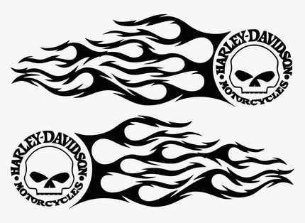 2 sticker autocollant harley davidson skull