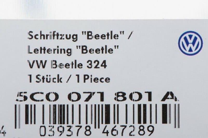 2012-2017 VW Volkswagen Beetle Decklid Trunk Emblem Decal Chrome GENUINE OEM NEW - Image 3