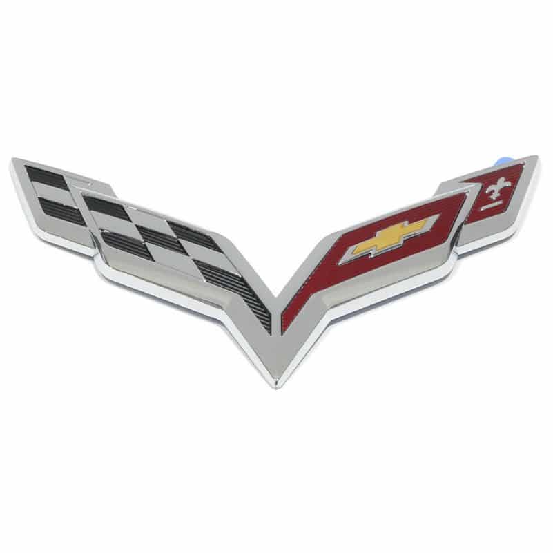OEM NEW Front Bumper Cross Flag Emblem Badge Chrome 2014-2019 Corvette 23168616 - Image 3