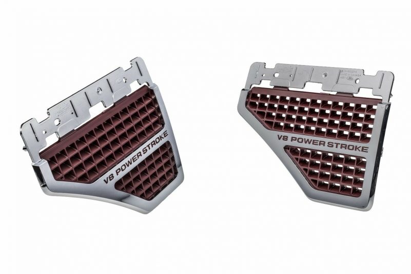 2008-2010 Ford Super Duty Right Left Fender Chrome Red Vent Emblem Holder OE NEW