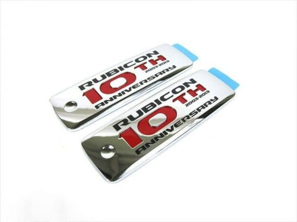 13-17 JEEP RUBICON 10TH ANNIVERSARY CHROME EMBLEM NAMEPLATE SET 2 OEM NEW MOPAR