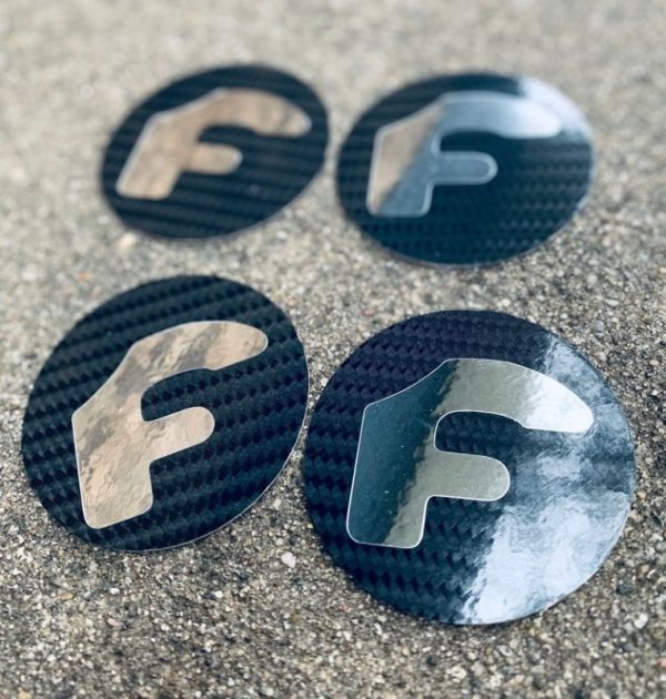 Custom Hand Crafted Forgiato Wheel center cap stickers emblems New 4pc set aluminum black carbon fiber chrome 50mm