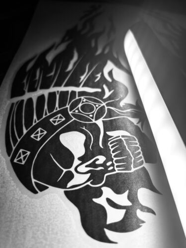 Indian Skull Flames Motorcycle Gas Tank Decals 2PC New Handcrafted OEM Custom