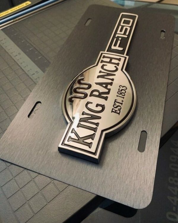 Custom 3D License Plate New Fits Ford King Ranch Super Duty F150 XL Brushed Gray New