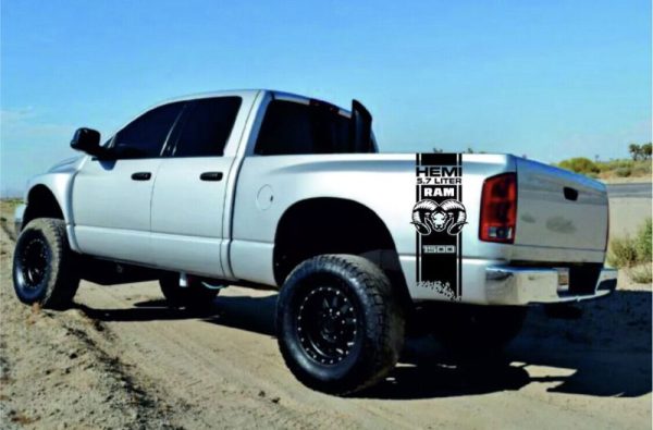 Dodge Ram Head Hemi 5.7 Bedside Decal Graphics 2PC New Fits Mopar Rebel Universal Oracle