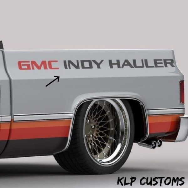 OEM GMC Indy Hauler Bedside Vinyl Decals New 2PC Fits Vintage Models Universal Oracle 50”
