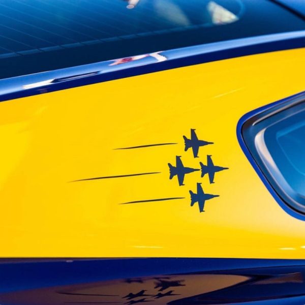 OEM Ford Shelby “F18 Hornet” Blue Hornet Squadron Side Pillar Roof Decals 2PC Set New Rare Fits Mustang Cobra Coyote 5.0 Universal