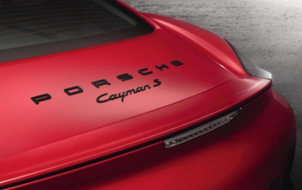 OEM Porsche Emblem - "PORSCHE Cayman S" in Black