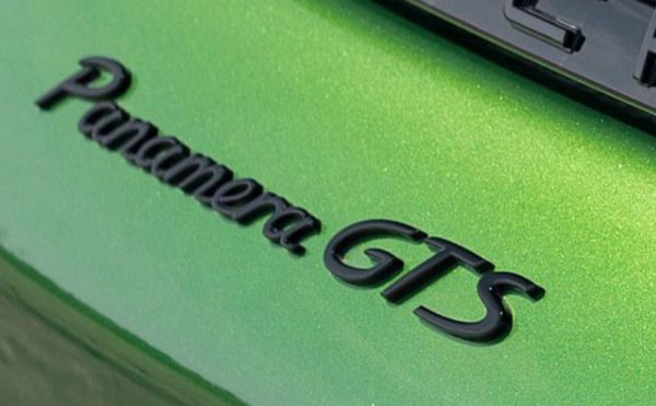OEM Porsche Emblem - "Panamera GTS" in black