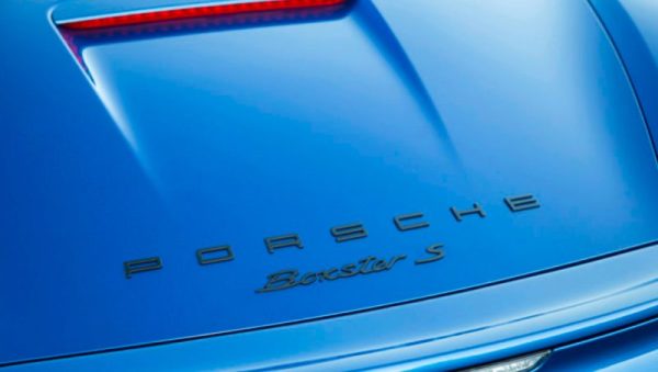 OEM Porsche Emblem - "PORSCHE Boxster S" in Black