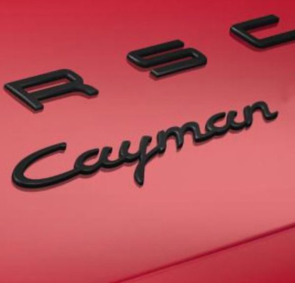 OEM Porsche Emblem - "Cayman" in Black