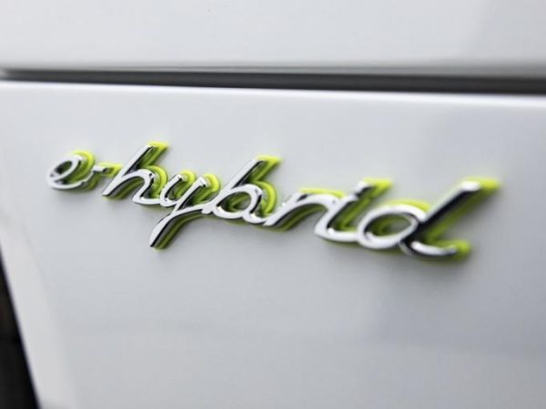 OEM Porsche Emblem - "e-hybrid" in Chrome/Acid Green